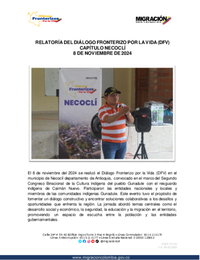 Relatoría del Diálogo Fronterizo por la Vida capítulo Necoclí - 8 de noviembre de 2024