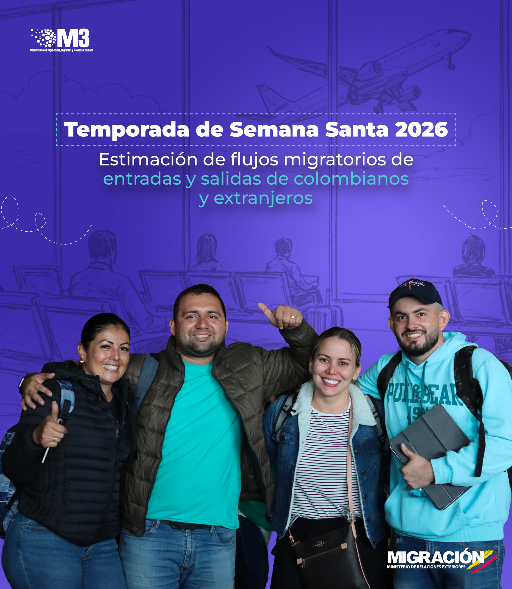Portada de Estimación de flujos migratorios de entradas y salidas de colombianas(os) y extranjeras(os)  Temporada de Semana Santa 2026